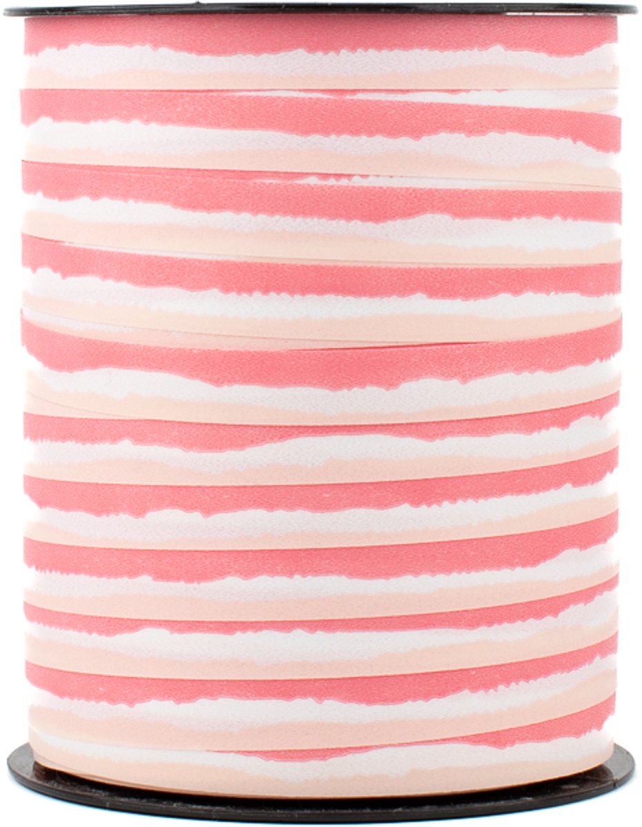 Krullint - 10 m x 250 m - roze/lichtroze/wit - gestreept