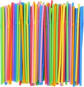 Plastic rietjes - 250stuk - hebruikbaar - buigrand - 24cm - kleurrijk