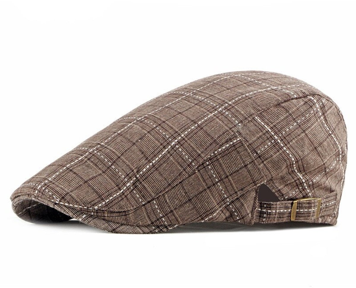 Winkrs - Flatcap bruin geruit - Platte pet, klek petje, golfpet - Verstelbaar - katoen