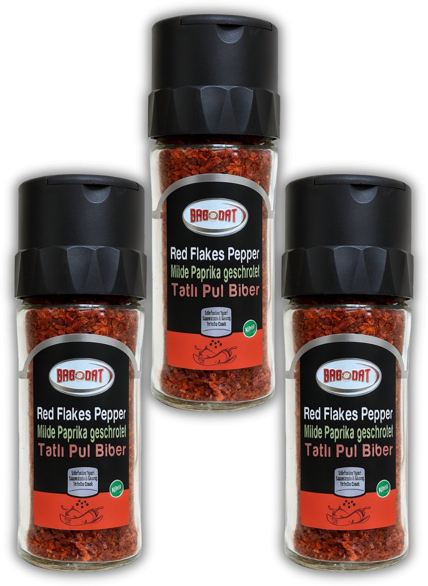 Bagdat - Peper Vlokken Zoet - Pul Biber Tatli 42g - 100% Natuurlijk - Specerij voor Koken - Kruiden & Specerijen - 3 Stuks