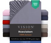 Drap housse VISION - Coton - 180x200 - Gris