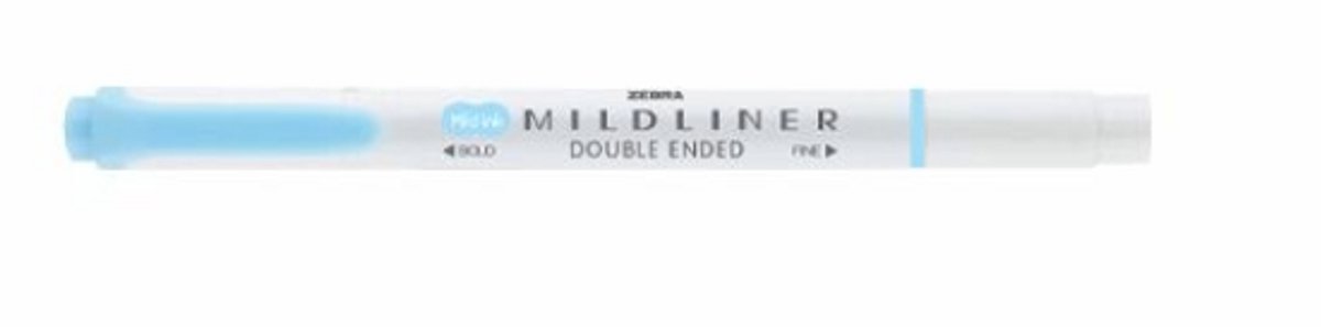 Zebra Mildliner Fluor Blue – Creative marker – Twinmarker – Tekstmarker – Brede + fijne punt – Blauw