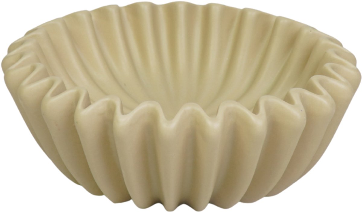 Housevitamin Plissé Schaal – Zand – 15×15×4,5 cm – Keramiek – Decoratieve Waaier Schaal – Koffiefilter Design