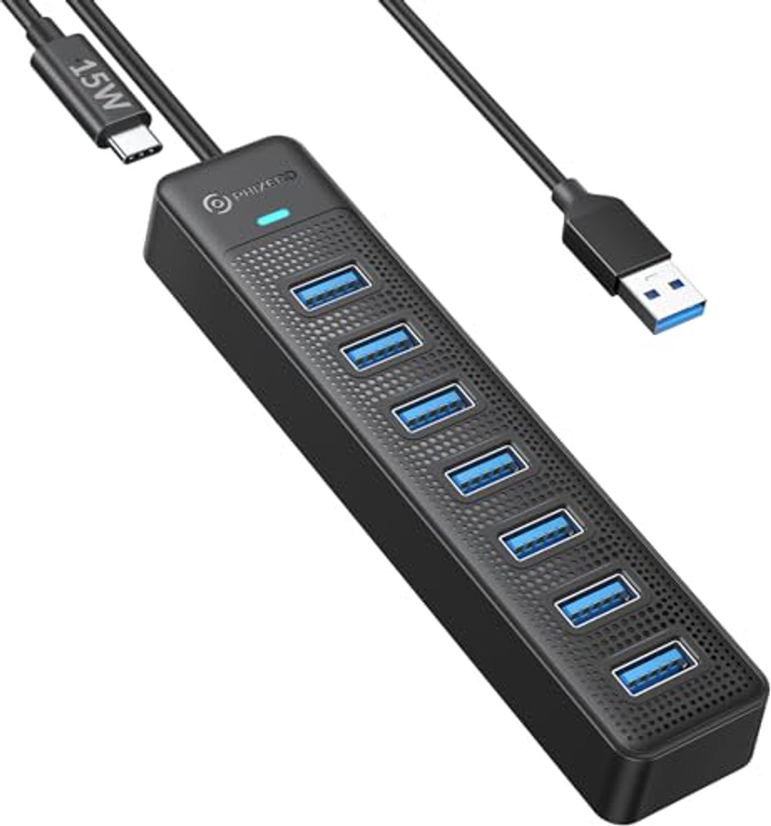 USB Hub 7 Poorts met USB C Voedingspoort - Compatibel met Alle USB Apparaten