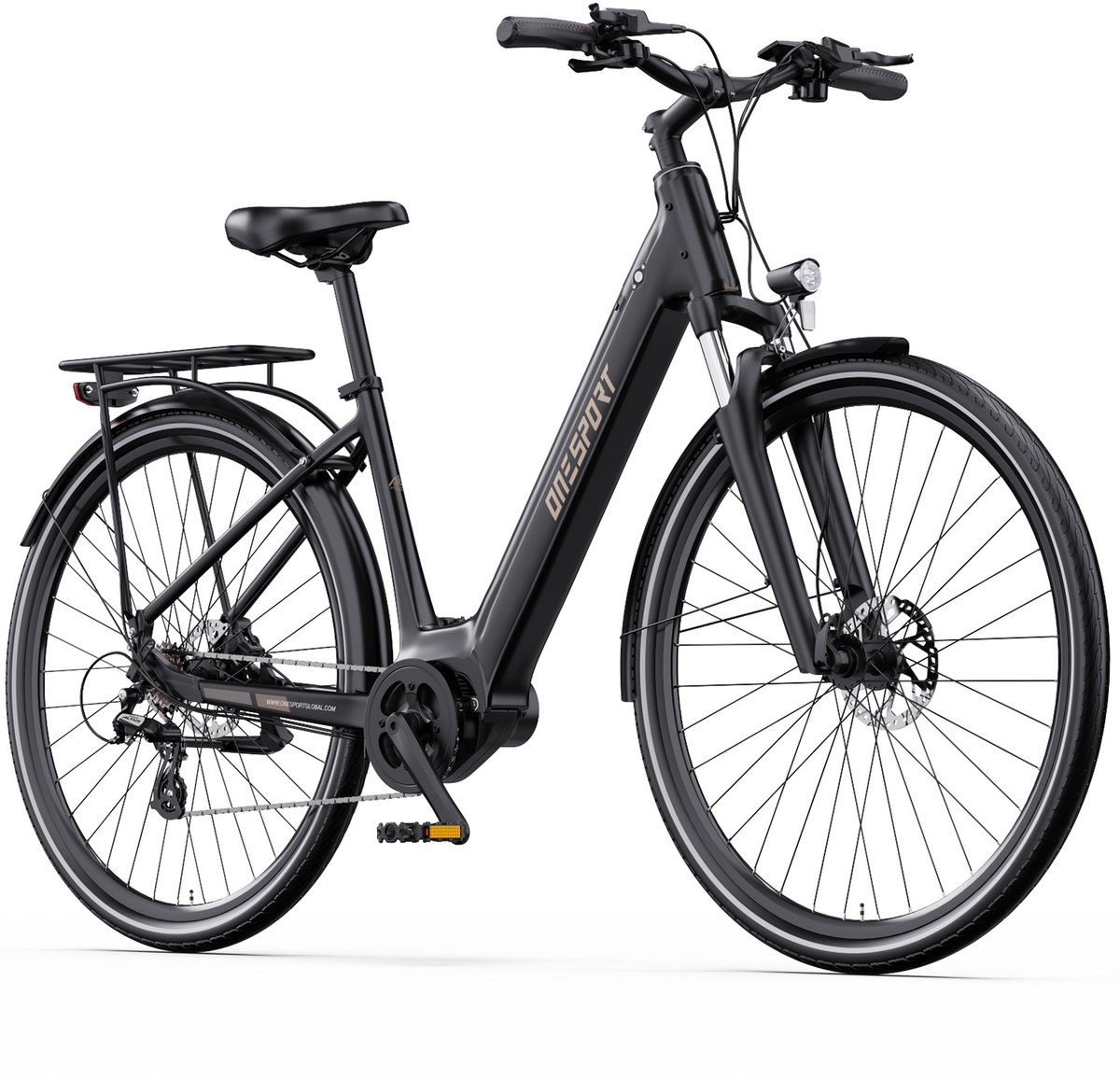 【Eindejaarsdeal】ONESPORT OT07 Elektrische Fiets -110 km Actieradius - 36V 14Ah Verwijderbare Accu - 250W BAFANG Middenmotor - Hydraulische Schijfremmen - Shimano 7 Versnellingen - Aluminium Frame - Elektrische Stadsfiets - Zwart - 【Eindejaarsdeal】ONESPORT - €1.039,00