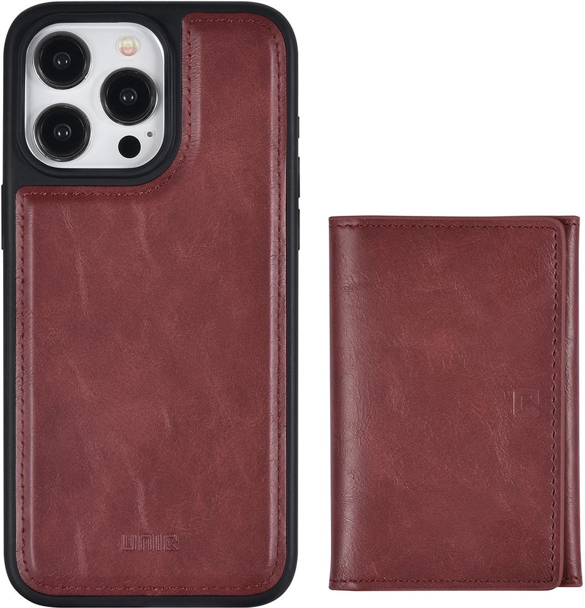 UNIQ Accessory Back Cover - Rood - Samsung iPhone 15 Pro Max - Met afneembare pasjeshouder