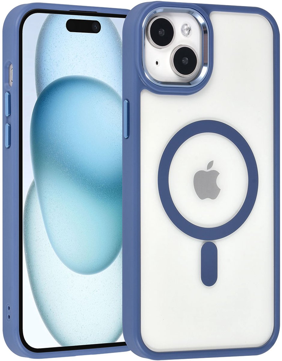 UNIQ Accessory Back Cover - iPhone 15 & 14 Plus - Blauw - MagSafe-ring - Schokabsorberend