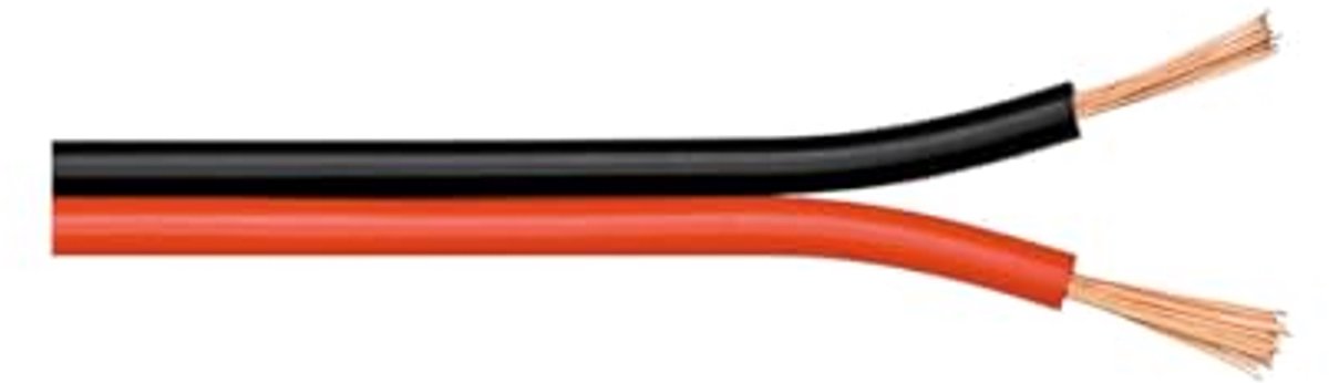 Luidsprekerkabel 2 x 0,5 mm² - Audiokabel voor Subwoofer en Speakers - Koper - Rood/Zwart - 50 m