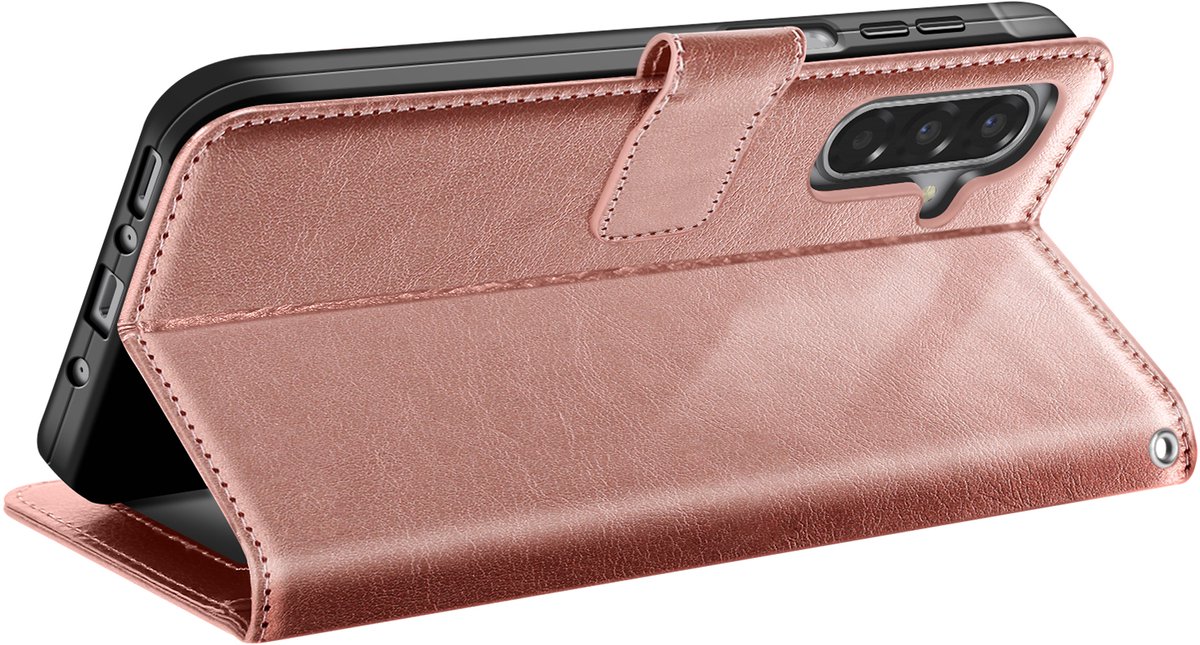 Mayaxess, Hoesje geschikt voor Galaxy A17 - Wallet Case met Koord & Stand, Roze