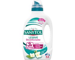 Sanytol - Desinfecterend wasmiddel - Witte bloemen - 2,65 L - Alle soorten linnen, behoudt vezels en kleuren bij alle temperaturen - Bactericide, virusdodend - Geen bleekmiddel
