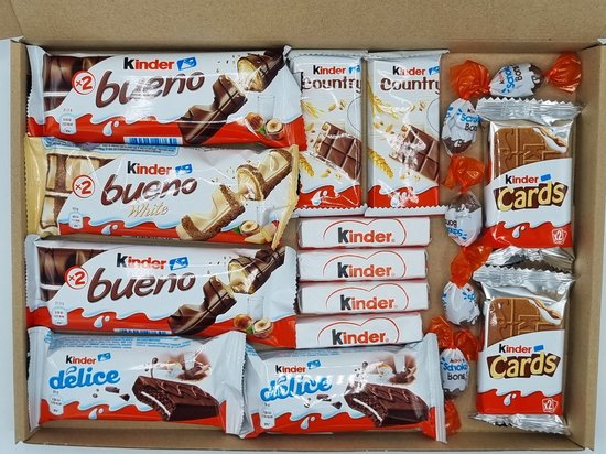 Ferrero Kinder chocolade - Halloween - Trick or Treat! - Kinder Snack Snoep Pakket Box - brievenbus cadeau - Brievenbusdoos - Chocolade cadeau - Surprise Box - Kerstpakket - Vakantiebox - Eten - Pasen- leuk verjaardags cadeau - Kinder Bueno