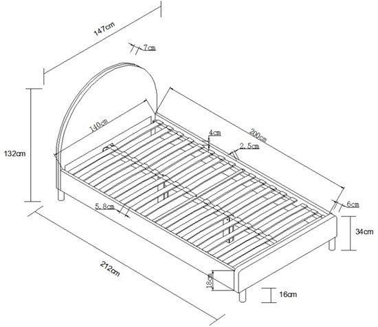 Lit rembourré Maeva 140x200cm - tissu bouclé blanc - Vipack - Lits doubles rembourrés - Blanc - Textile - Lits doubles rembourrés