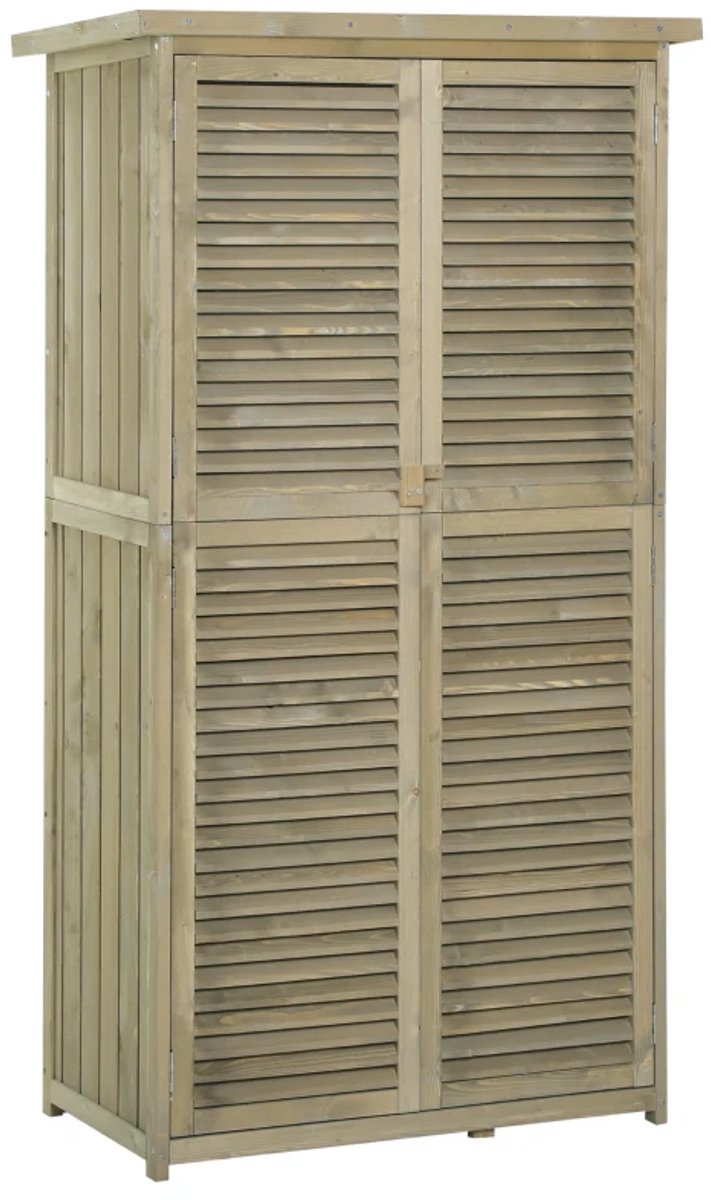 Houten Tuinschuur - Tuinhuis - Tuinkast - 87x46,5x160 cm - met Asfalt Dak en Louvredeur - Gereedschapsschuur - Opslagruimte Tuin - Tuingereedschap Bewaren - Grijs