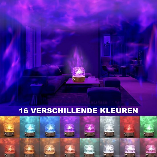 Lampe Havie - Lampe Lunie - Veilleuse Enfants et Bébé - Lampe de chambre - Table de chevet - Projecteur d'aurores boréales - Lampe cube - Lampe en Crystal - Lampe Wave - Cube Wave - Lumière ondulante sur Water - Projecteur Ocean - Cristal - Aurora
