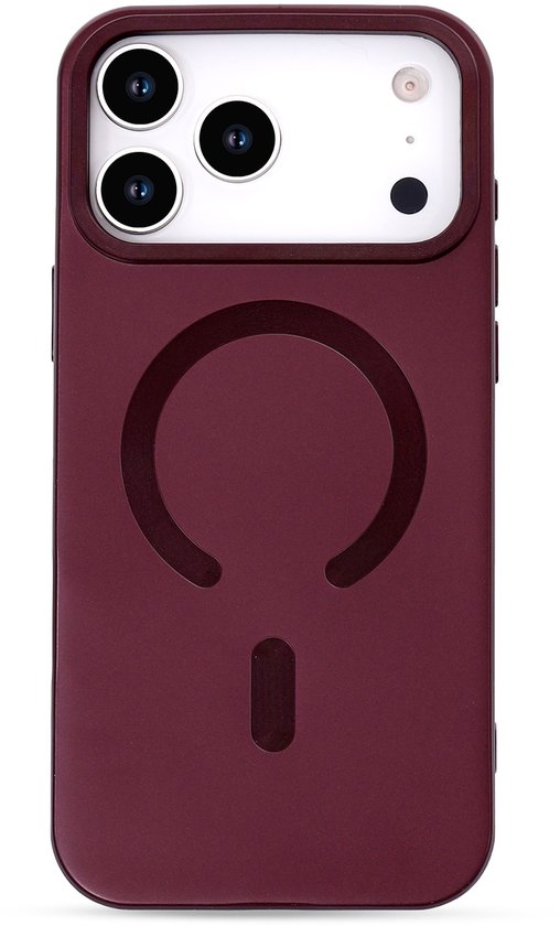 Casemania Hoesje Geschikt voor Apple iPhone 17 Pro - Bordeaux - Matte Siliconen Back Cover - Geschikt voor MagSafe - Rood
