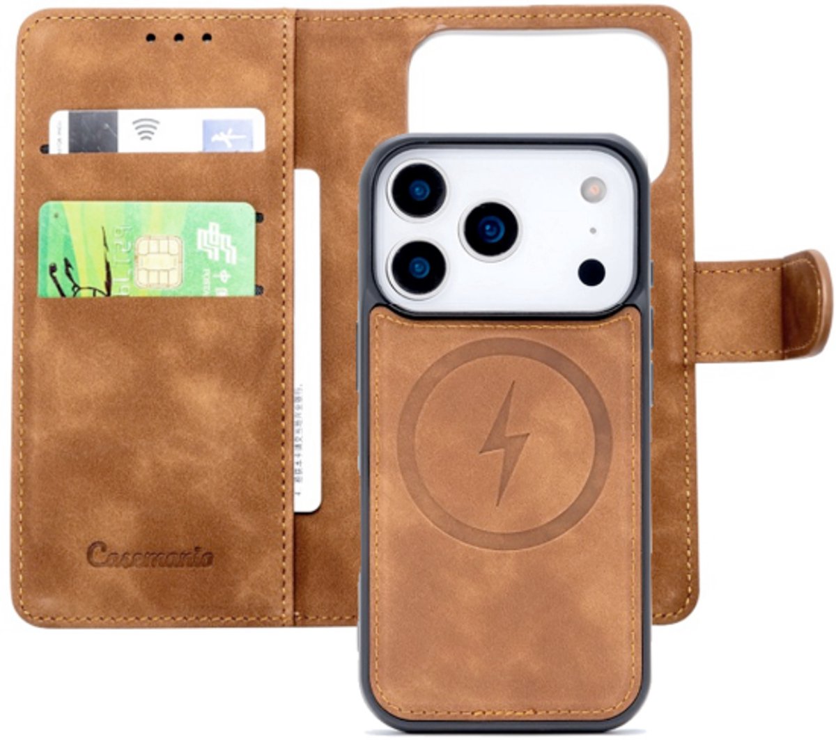 Casemania – Bookcase 2-1 MagSafe – iPhone 17 Pro Max Bruin