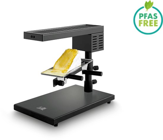 FRITEL Kaasraclette CR 1895 - Zwitserse Kaasraclette + Grill - Raclettegrill / Kaas Gourmet Set - 0 - 310°C - 600W - PFAS-vrij - 4 Functies - 4 Pers. - Zwart
