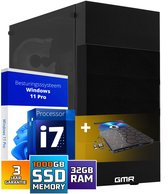 GMR Ultra Slim i7 Office PC - Business Office Computer | 32 GB RAM | 1000GB SSD | USB 3 | Windows 11 Pro | WiFi-Bluetooth | Externe DVD speler