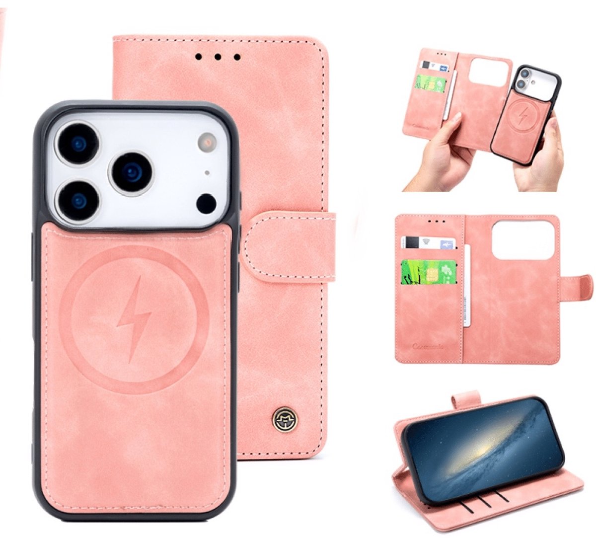 Casemania – Bookcase 2-1 MagSafe– iPhone 17 Pro Max LichtRoze