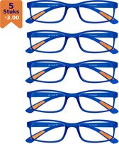 Lunettes de lecture Amazotti Milano +3,00 – Lunettes de lecture correctrices – Femme et Homme – Plastique – Blauw – Set de 5
