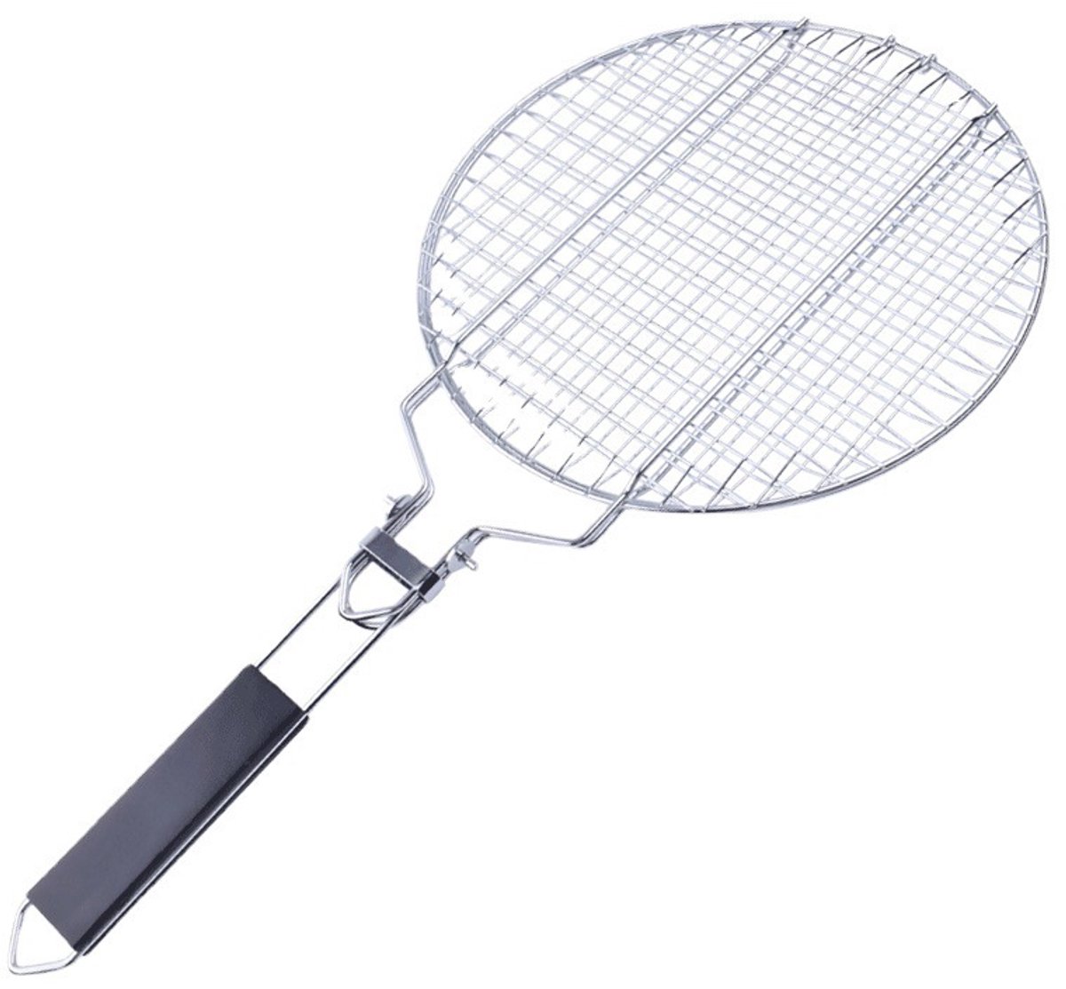 Barbecue gereedschapset - Ronde RVS Kip/Vlees Grillnet, Demontabel 28x28x1.8cm