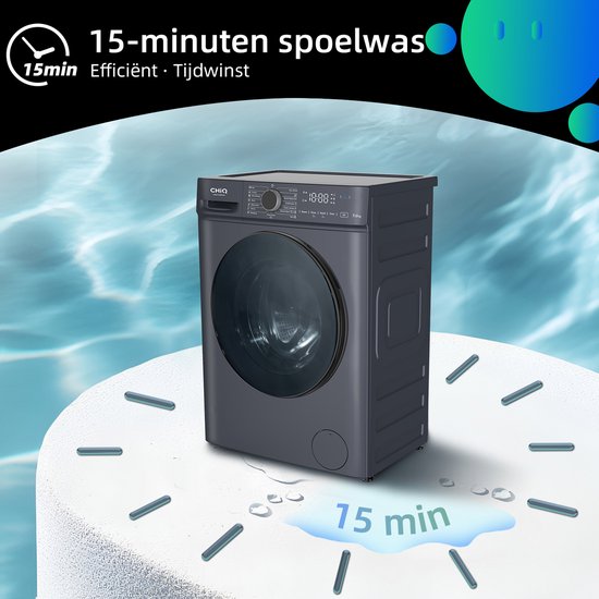 CHiQ CW07123863AX - Wasmachine - 7 KG - Space Pro - 16 programma's - AI Smart - Stoomwassen & Quick Wash - 12 jaar garantie op motor - Energieklasse A - 2025 Nieuw