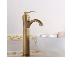 Keukenkraan - Wastafelkraan - Keukenkranen - Badkamerkraan - Luxueuze antieke messing badkamerkraan, opbouwmontage, warm/koud water, gootmengkraan, brons mengkraan, hoge stijl