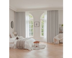 Maroyathome VINCENT 100% Verduisterende Gordijnen - Kant-en-Klaar - Geschikt voor Haakjes - Off White - 300x250 cm - Luxe 100% Blackout Curtains - 1 Stuk