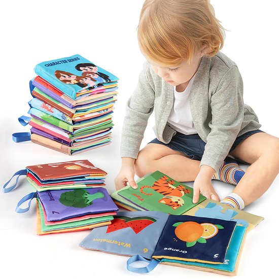 6-pack babyboeken 0-6 maanden, 4 baby-knisperboeken, tactiele sensorische boeken voor baby's, babyspeelgoed 0-6 maanden, zacht stoffen speelgoed, badcadeaus, baby-knisperboeken - 6-pack van Merkloos — afbeelding 2
