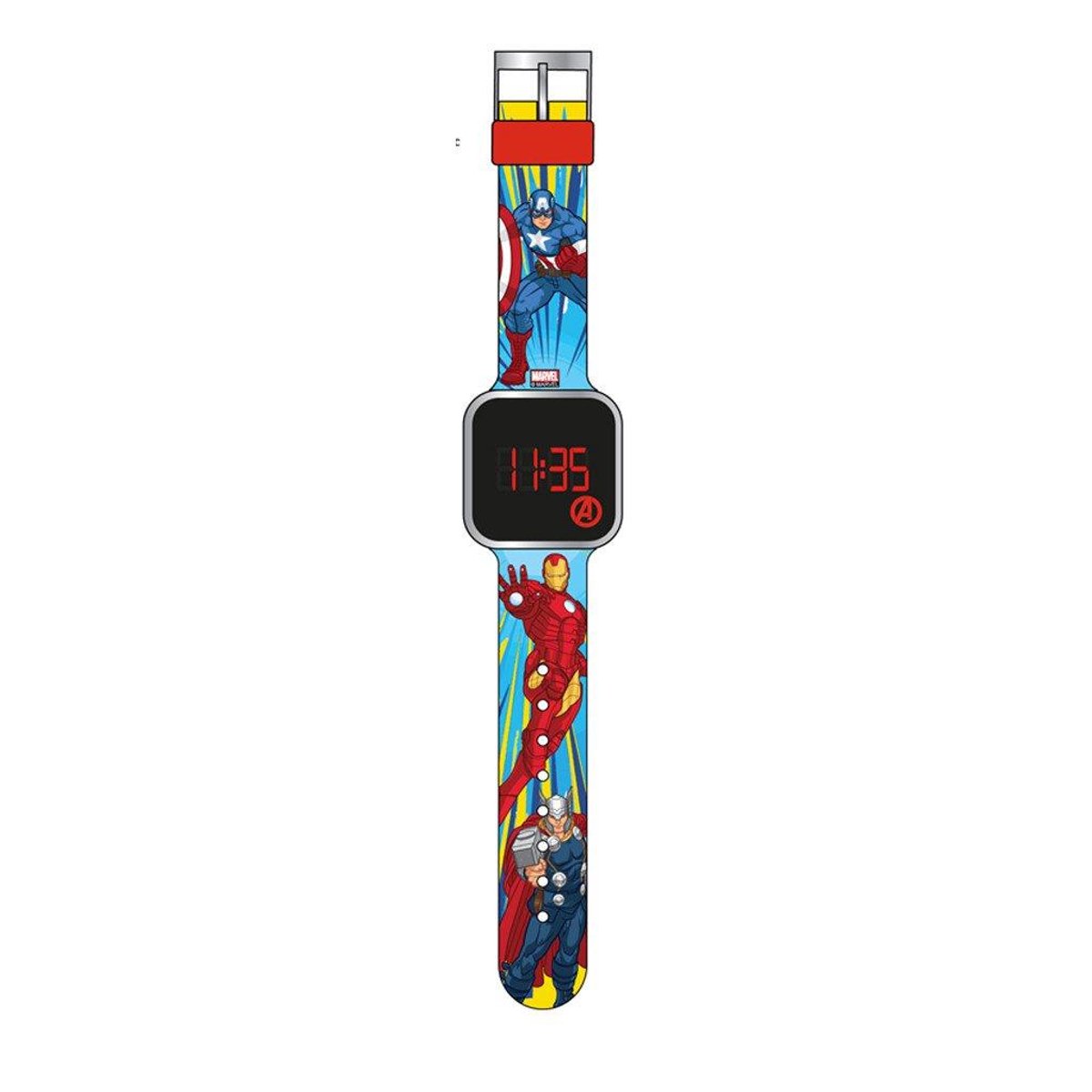 Avengers LED horloge - digitaal kinderhorloge met siliconen band - Marvel design (Asorti, 1 stuks-kleur willekeurig)
