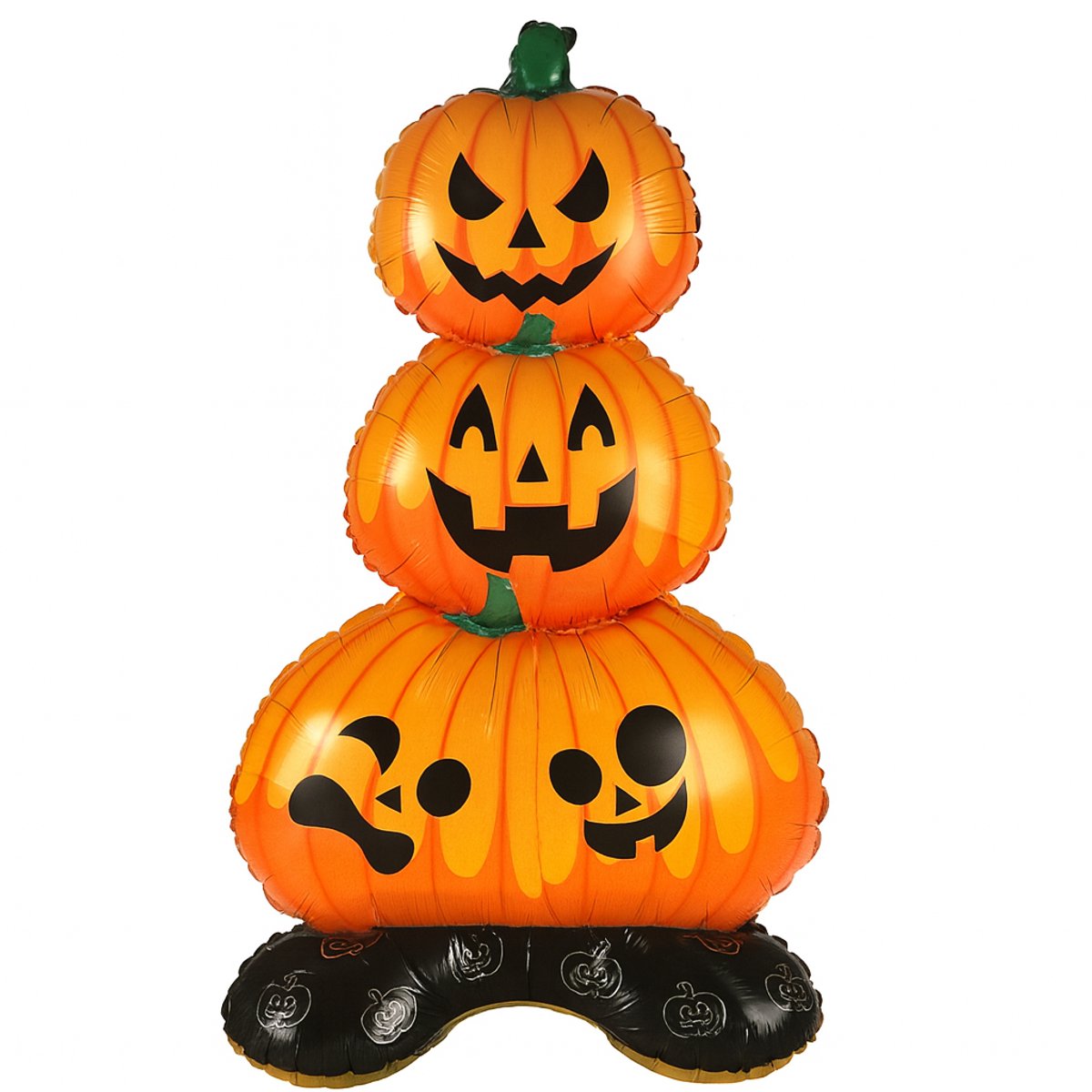 Grote Halloween Folieballon Pompoen Stapel – Zelfstaand Opblaasbaar Halloweenfiguur – 106 cm Hoog – Met Opblaasrietje – Grote Decoratie