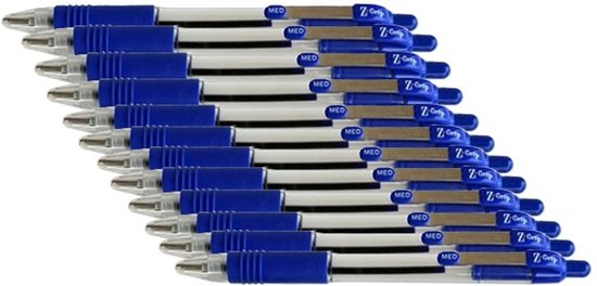 Zebra Z-Grip - 12 stuks - Smooth Retractable Ballpoint Blauw - 1.0mm