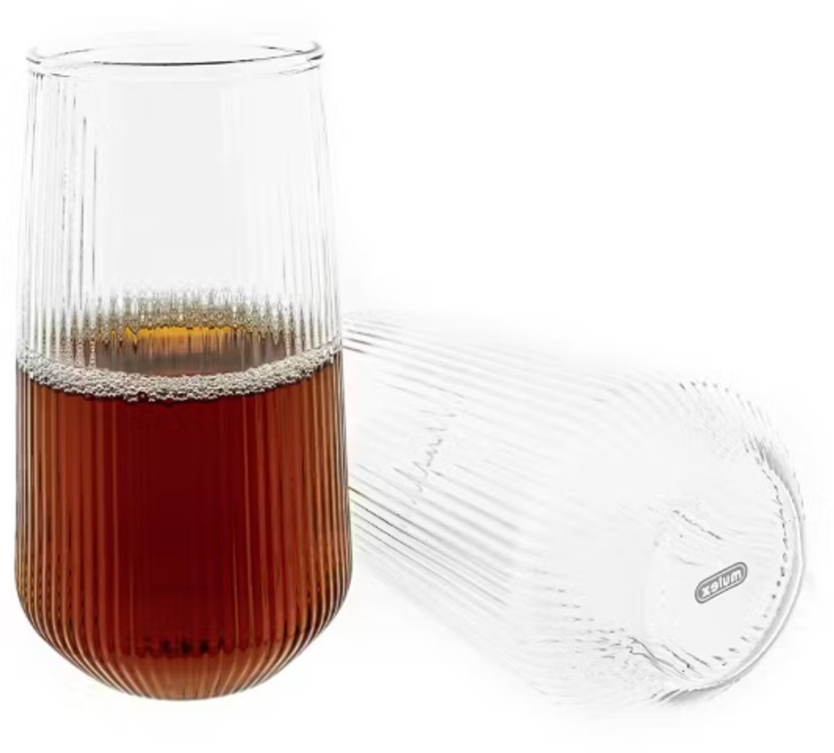 Mulex | MX151440 Ribbel longdrinkglazen | 500ml | 2 stuks | Waterglazen | Drinkglazen | Cocktailglazen | Trendy glazen