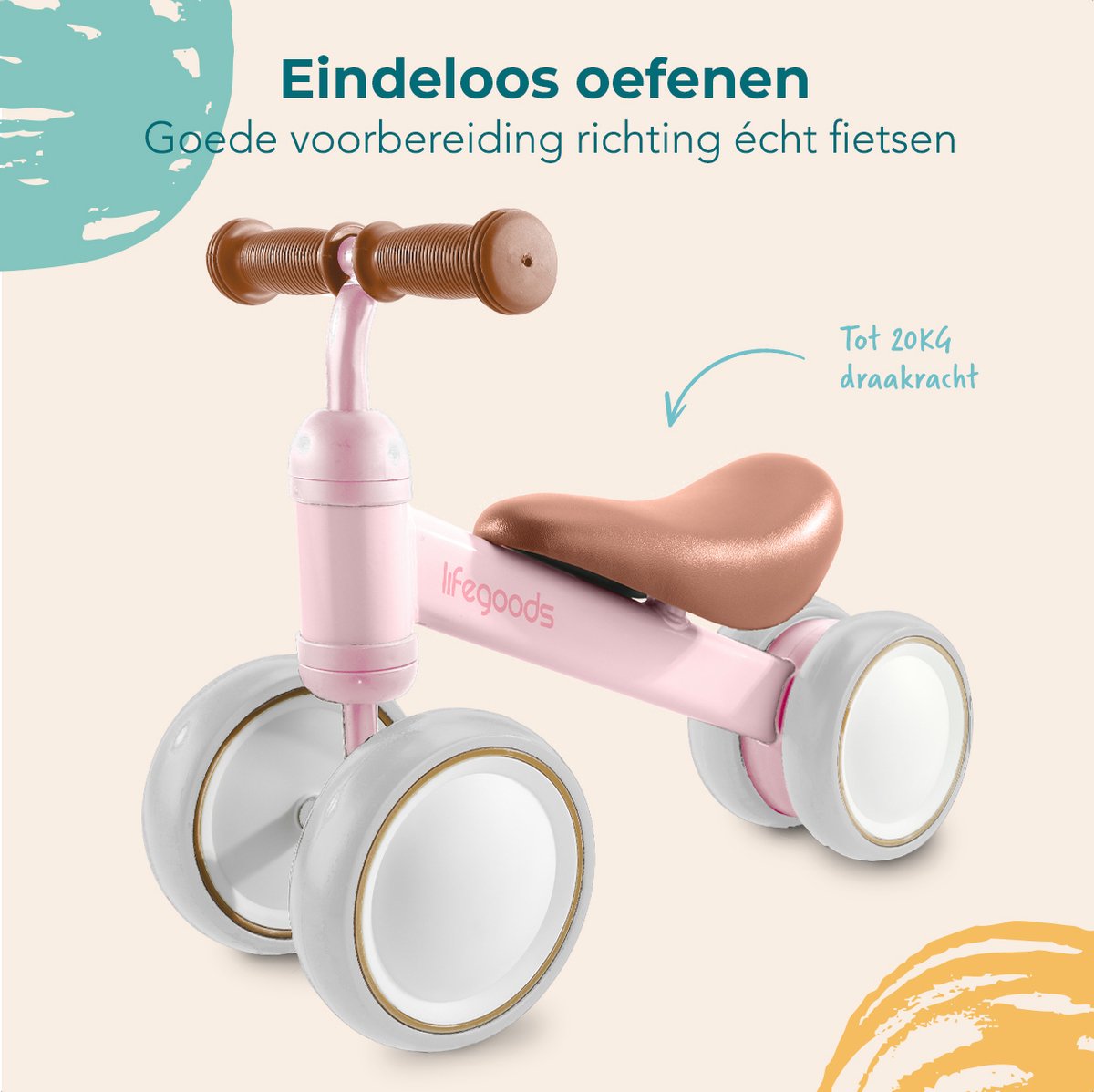 LifeGoods Loopfiets - Speelgoed Vanaf 1 jaar - Jongens en Meisjes - Kinderstep - Loopfietsje - Roze — afbeelding 5