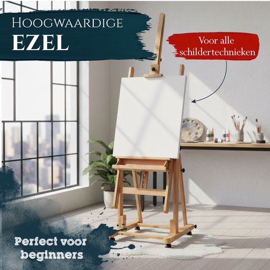 MEEDEN Groot schildersezel Verstelbaar massief beuken kunstenaars-ezel