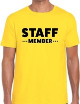 Staff member / personeel tekst t-shirt geel heren M
