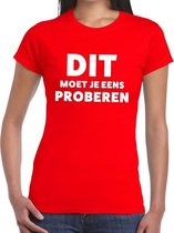 Dit moet je eens proberen beurs/evenementen t-shirt rood dames XS