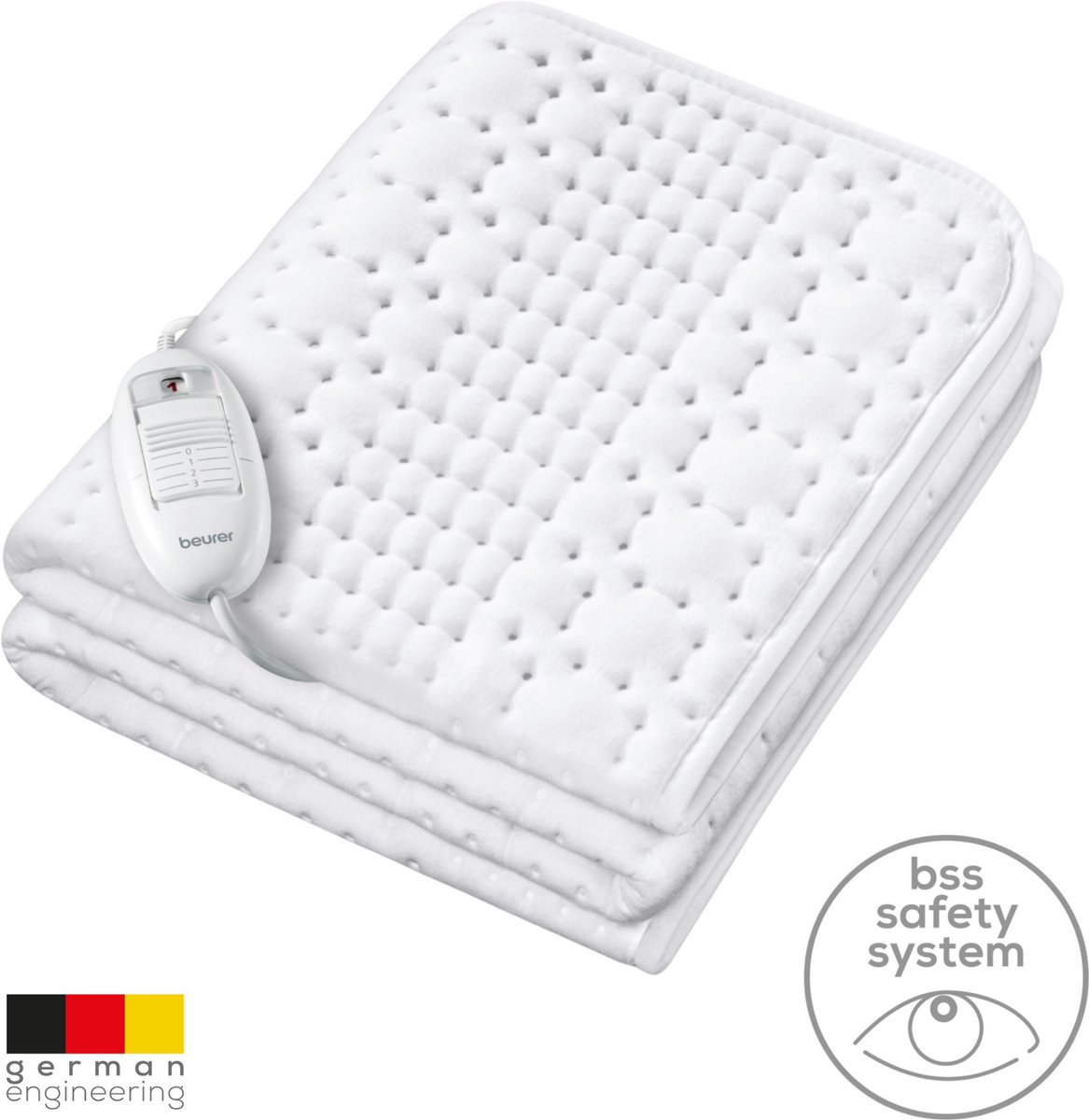 Beurer Elektrische deken | Onderdeken | 130 x 75 cm | UB 30 | 4 Warmtestanden | Automatische uitschakeling | Katoen/fleece | Machinewasbaar | 5 Jaar garantie | Wit