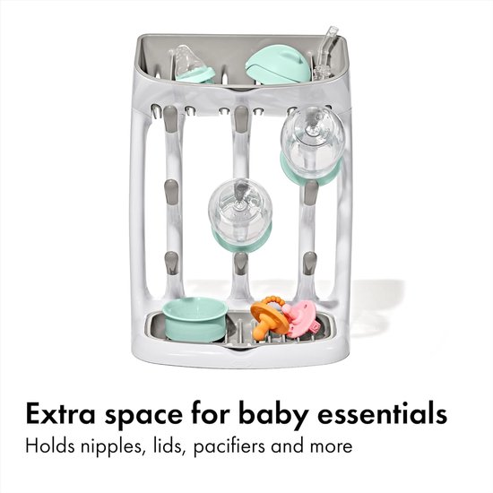 Droogrek babyflessenr afdruiprek: verticale flessendroger houder - ruimtebesparend staand werkblad, droogstandaard voor babyflessen en babyaccessoires, grijs — afbeelding 2