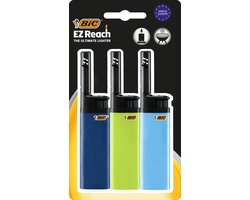 BIC Reach Lighter - Gasaansteker - Elektrisch - Geschikt voor Kaarsen en Gasfornuis - 3 Stuks