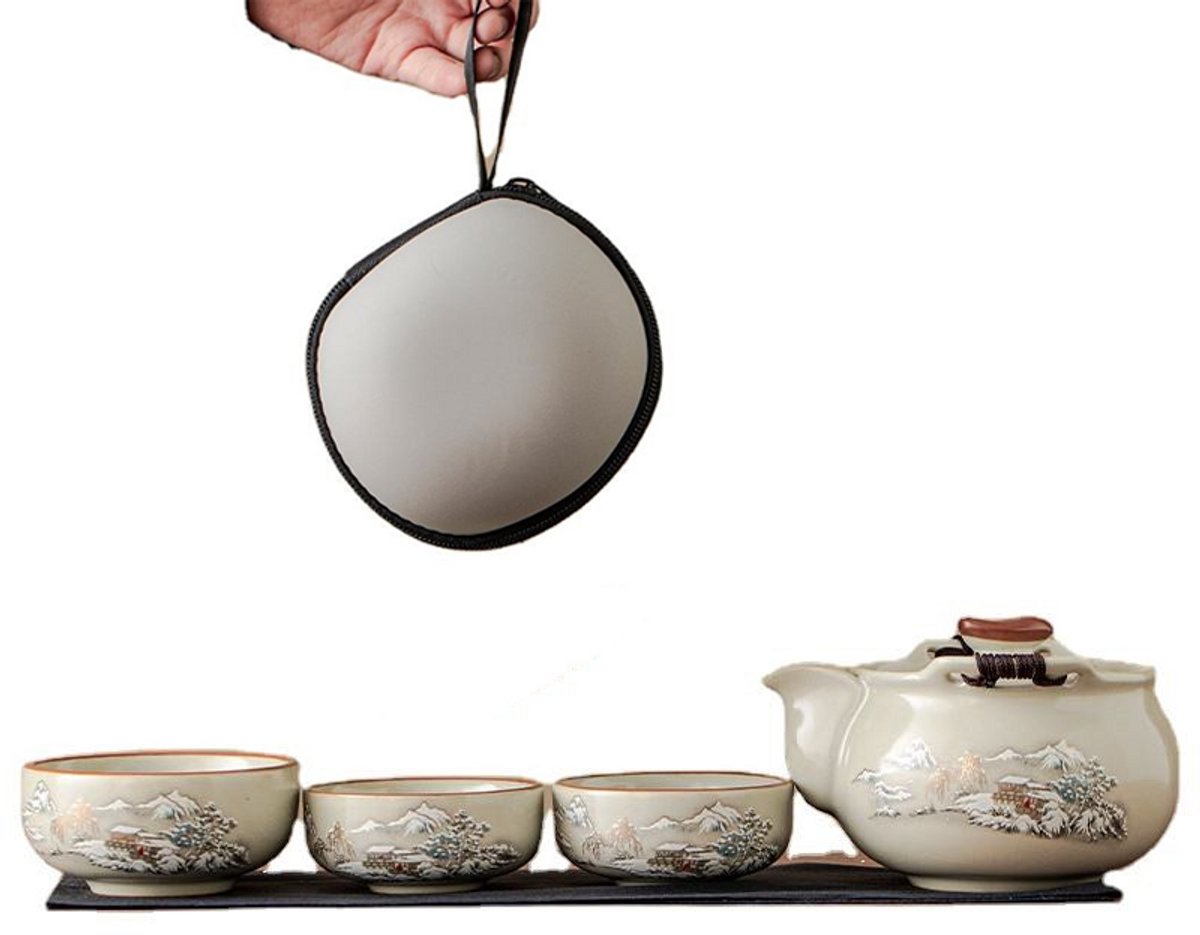 JinSho - Gaiwan Thee Set Village - incl Reisetui