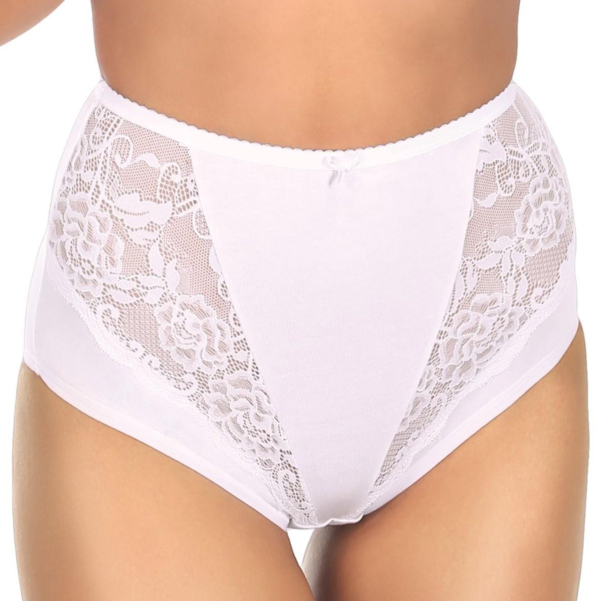 FUNNY DAY Dames Slip KLARA - Wit - Maat 4XL - Hoge taille met kant