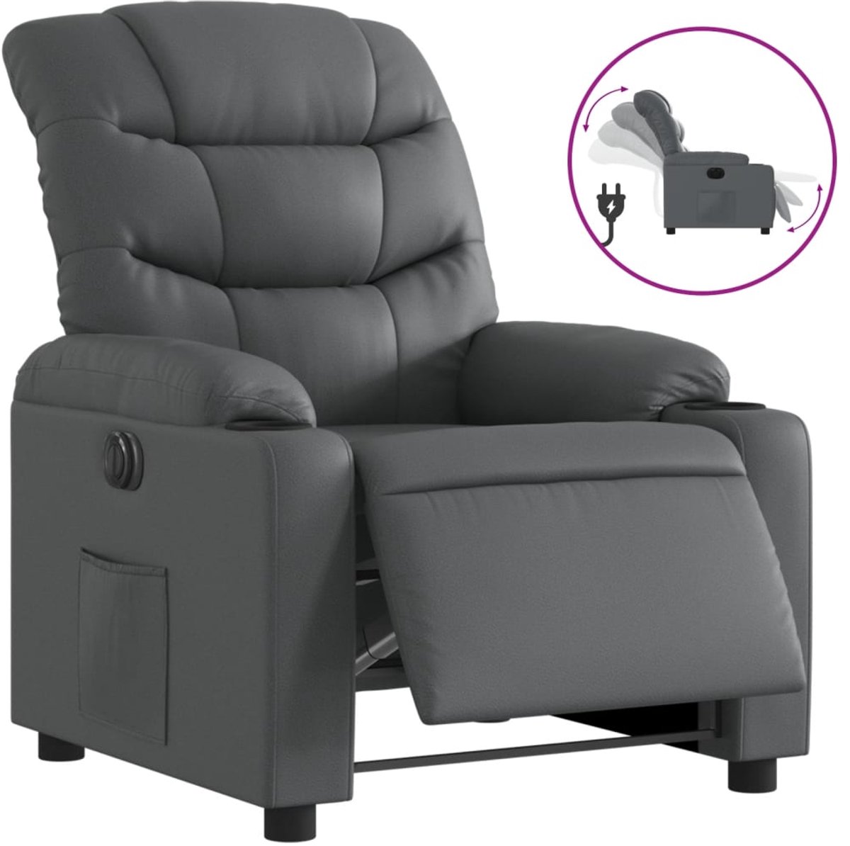 vidaXL Fauteuil - verstelbaar - elektrisch - kunstleer - grijs