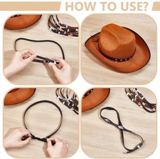 DRESHOW Cowboy Hoed voor Vrouwen en Mannen Cattleman Western Cowboy Cowgirl Hoeden Outdoor Brede Rand met Riem Gesp Unisex Opgerolde Caps