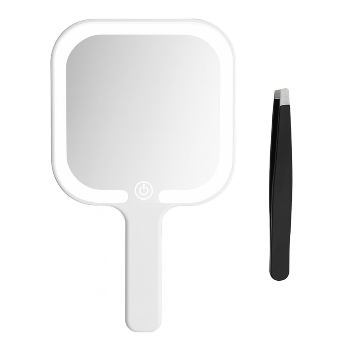 Handspiegel met LED verlichting – Inclusief pincet – Voor make-up & epileren