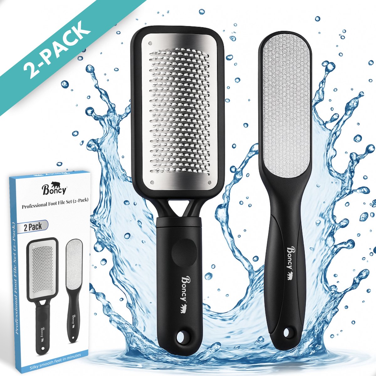 Boncy® Eeltverwijderaars 2-Pack - Incl. Dubbelzijdige Eeltvijl - Eeltverwijderaar Pedicureset - Eeltschraper voor Voet - Eeltrasp Voetvijl - Eelt verwijderaar - Pedicuresets