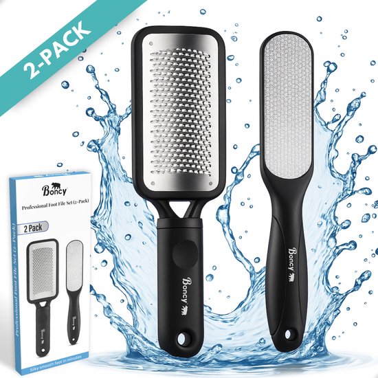 Boncy® Eeltverwijderaars 2-Pack - Incl. Dubbelzijdige Eeltvijl - Eeltverwijderaar Pedicureset - Eeltschraper voor Voet - Eeltrasp Voetvijl - Eelt verwijderaar - Pedicuresets