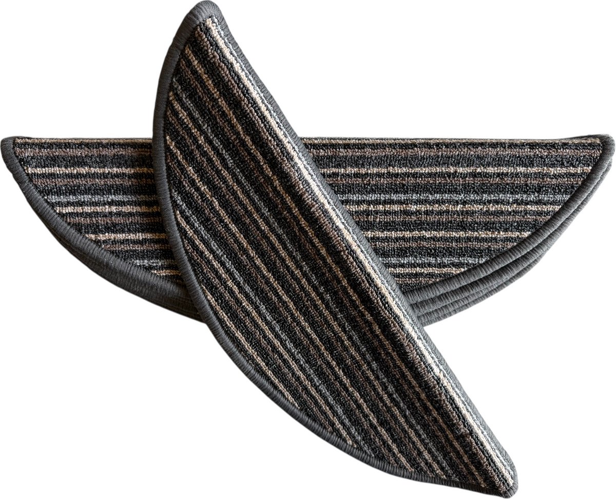 Halve Maantjes voor Trap - Antraciet/Taupe - 15 Stuks - 56x17cm - Trapmatten - Trapmatten set