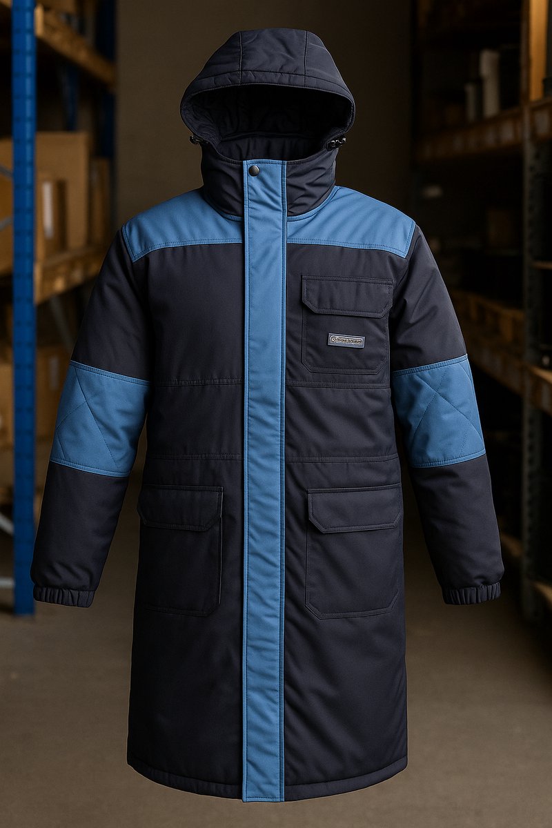 Winterjas Icewear gewatteerd met afritsbare capuchon – marineblauw/lichtblauw – maat L – model 2122A2PB4276