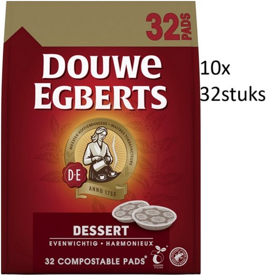 Douwe Egberts - koffiepads dessert roodmerk voor senseo - multipak 10x 32 stuks